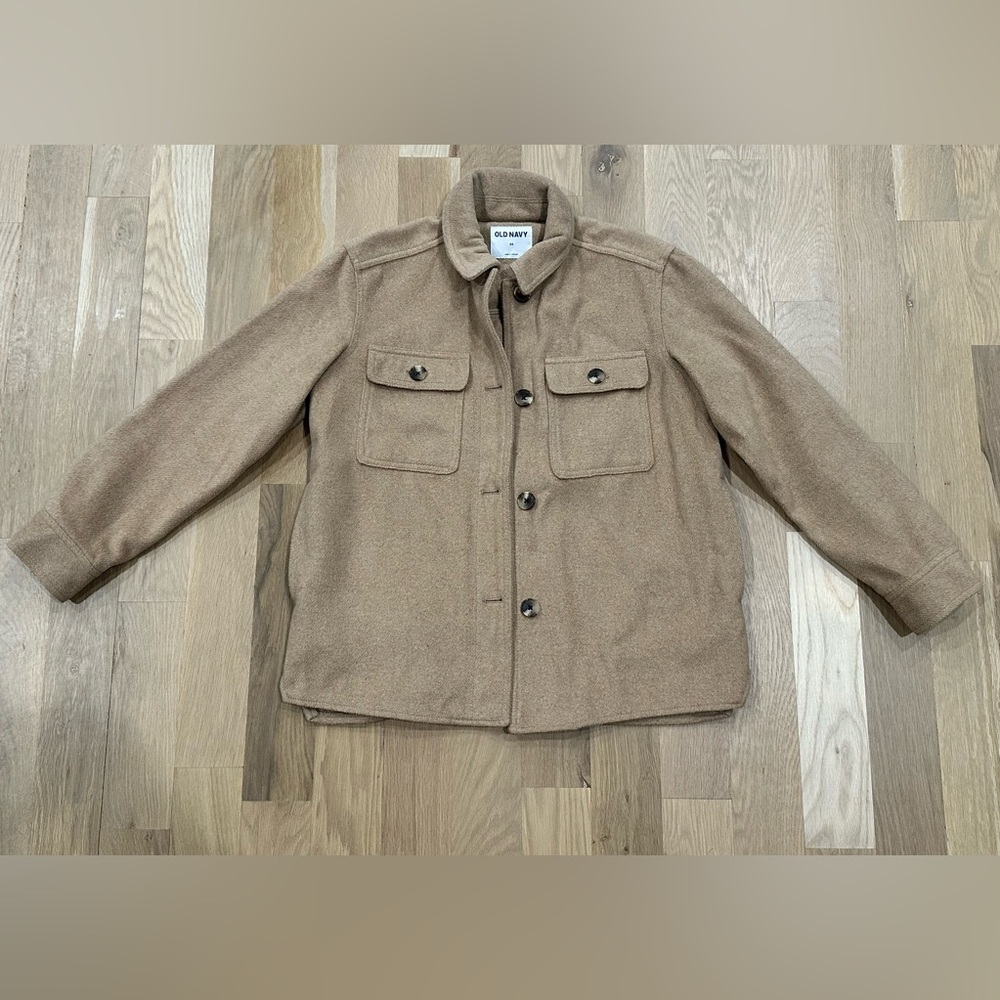 Old Navy Soft Brushed Utility Jacket/ Shacket, Camel Color, Wool Blend Jacket